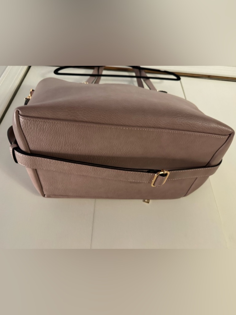 Poppy & Peonies Mauve-Taupe Vegan Leather Tote with Gold Studs - Picture 3 of 5